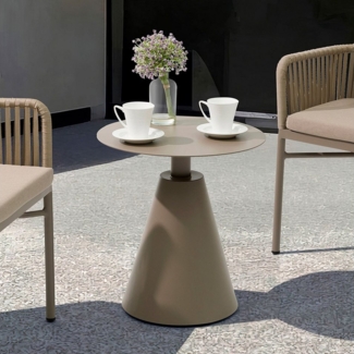 IDIMEX Beistelltisch AURORA, Lounge Gartentisch mit rundem Standfuß 50cm für Garten & Balkon beige