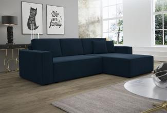 Ecksofa Schlafsofa Sofa CONOR PREMIUM Stoff Kronos Dunkelblau Ottomane Rechts