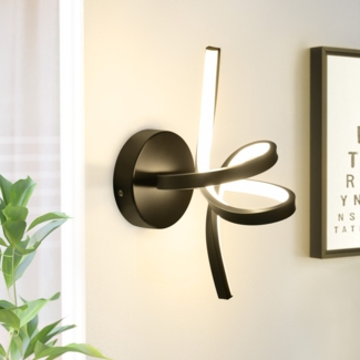 ZMH Wandleuchte Innen LED Wandlampe Schwarz: Wand Lampe für Treppenhaus Flur Wohnzimmer Schlafzimmer Balkon Modern Design Aluminium Wandbeleuchtung - 7W Warmweiß 3000K