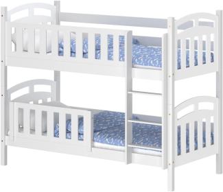 WNM Group Kinderbett mit Rausfallschutz Suzie - aus Massivholz - Hochbett fr Mdchen und Jungen - Absturzsicherung Hochbett - Kinderhochbetten 200x90 cm - Wei