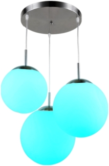 RGB LED Hängeleuchte, 3 Flammig, Glas, Fernbedienung, H 80cm