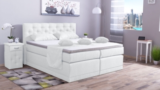Meisterbetten Boxspringbett Babo 100x220 in WT-Weiss, Matratzenbezug Nano, Komfortschaum-Topper