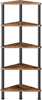 HOOBRO Eckregal 5 Ebenen industrielles Stehend Bücherregal Vintagebraun