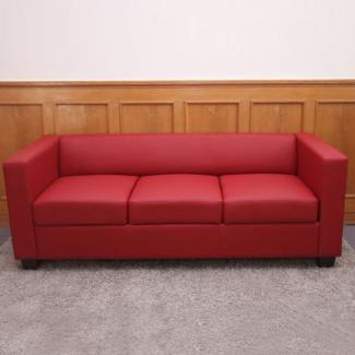 3er Sofa Couch Loungesofa Lille ~ Kunstleder, rot