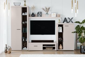 AX LIVING Spacoro Wohnwand Beige 270 cm breite, hochwertig, ohne LED