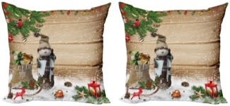 Abakuhaus Kissenbezüge Modern Accent Doppelseitiger Digitaldruck, (2 Stück), Weihnachten Schneemann im Garten