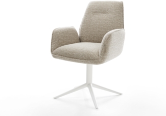 Drehstuhl Zoa-Flex Webstoff Soft Beige Fußkreuz Weiß 360° drehbar Wippfunktion Taschenfederkern