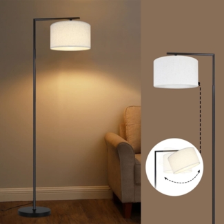 ZMH Stehlampe Modern Wohnzimmer Stehleuchte: bogenlampe Leselampe Schlafzimmer E27 Fassung Max. 40W Standleuchte Fußschalter Stoffschirm Design 166cm für Büro Sofa Hotel - Ohne Leuchtmittel