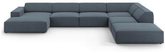 Micadoni 7-Sitzer Panorama Ecksofa Jodie Blue