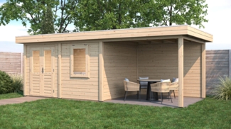 Lugarde Select Modern Gartenhaus mit Vordach Hamm 388x300cm + 300cm - Unbehandelt