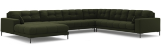 Micadoni Wohnlandschaft Mamaia 7-Sitzer Strukturierter Stoff Grün Metall schwarz Rechts