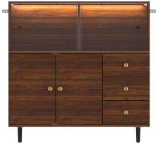 FUFU&GAGA Stauraumvitrine Vitrine mit LED-Beleuchtung, braun, MDF, 90×40×90 cm