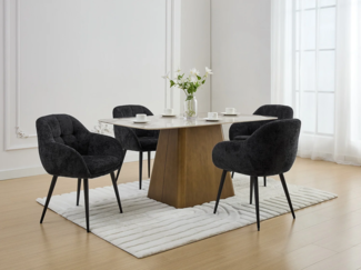 Vente-unique - Stuhl mit Armlehnen 2er-Set - Strukturstoff & Metall - Schwarz - LASSANDRA von Pascal Morabito