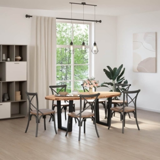 vidaXL Esstisch Hellbraun 200x100x74 cm Massivholz Eiche Oval 3305328