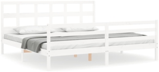 vidaXL Massivholzbett mit Kopfteil Weiß 3194847