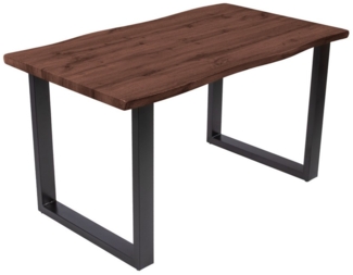 Loreno® Esstisch Josy, Nussbaumholz, Baumkante, MDF-Platte, Metallgestell
