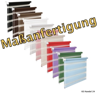 Massanfertigung Doppelrollo Fensterrollo Sichtschutzrollo bis 200 cm Breite und 200 cm Länge weiss l