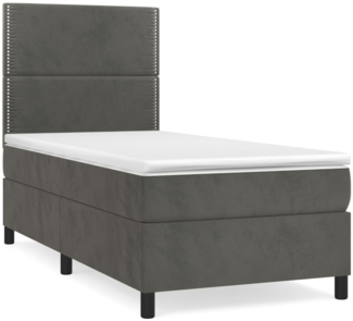 vidaXL Boxspringbett mit Matratze Dunkelgrau 90x200 cm Samt 3142942
