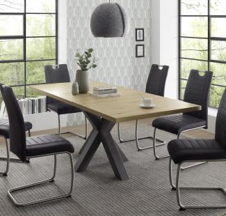 Esstisch schwarz asteiche 160x90 cm Big System Stern A160-210 Auszug