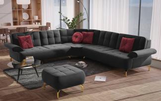 sit&more Ecksofa Orient 1 V L-Form, inkl. 4 Zierkissen mit Strass-Stein, goldfarbene Metallfüße