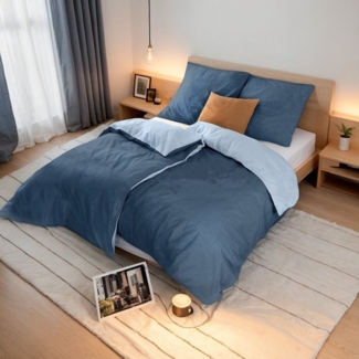 i@home Bettwäsche Wendebettwäsche aus 100% Baumwolle, 135x200 oder 155x220 cm, Baumwolle, 2 teilig, zu jeder Jahreszeit, pflegeleicht und formstabil, Blau