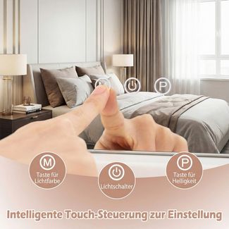 COSTWAY Schminkspiegel (1-St), Hollywood Beleuchteter Spiege, mit 3 Lichtfarben, Touch-Steuerung