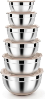 LuxusKollektion Küchenorganizer-Set Edelstahl Rührschüssel Set 6er Stapelbar Luftdicht 4.6L-0.7L