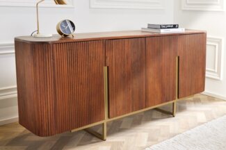 riess-ambiente Sideboard GATSBY 160cm braun / mattgold (Einzelartikel, 1 St), Wohnzimmer · Massivholz · Metall · Kommode · Retro Design