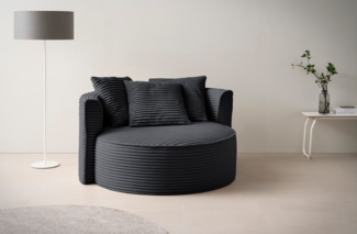 LeGer Home by Lena Gercke XXL-Sessel Isalie, Sessel in modernen Farben, Lesesessel, Loveseat, Big-Sessel, trendige Stoffe, mit 3 Zierkissen, große Sitzfläche, Hocker optional