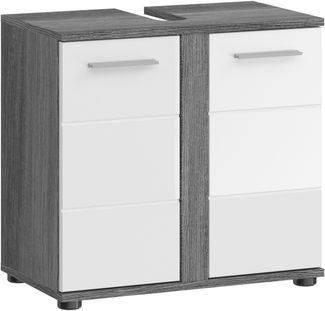 Waschbeckenunterschrank Blake - Rauchsilber / Weiß Hochglanz