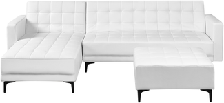 Modul Eckschlafsofa 4-Sitzer ABERDEEN Kunstleder Weiß mit Ottomane rechtsseitig