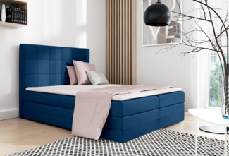99rooms Minor Boxspringbett Velours MONOLITH Dunkelblau 160x200 cm