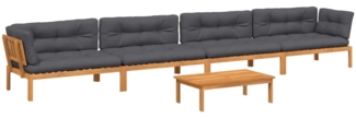 vidaXL 5-tlg. Garten-Sofagarnitur aus Paletten mit Kissen Akazienholz 3209505