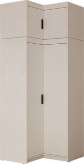 Eckkleiderschrank Elena 2D (Farbe: Sandbeige, mit Schrankaufsatz)
