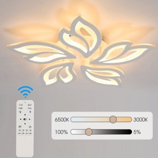 oyajia Deckenleuchten Moderne Kronleuchter LED Deckenleuchte Weißer Rahmen Wohnzimmer Lampe, LED fest integriert, Kaltweiß/Naturweiß/Warmweiß, 30W LED Deckenlampe Dimmbar mit Fernbedienung,für Wohnzimmer Küche