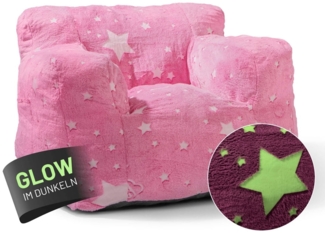 Lumaland 'Glow in The Dark' Kinder Sessel mit Sternen-Design, Indoor, grau, 68 x 70 x 60 cm