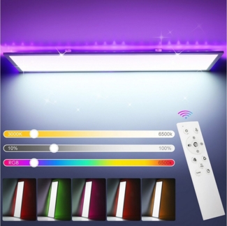 LETGOSPT LED Deckenleuchte Quadrat LED Deckenlampe Dimmbare mit Fernbedienung, RGB Farbwechsel, LED fest integriert, Kaltweiß, Naturweiß, Warmweiß, RGB, 40W RGB Backlight Flach Deckenleuchte 12-Farben für Schlafzimmer Küche