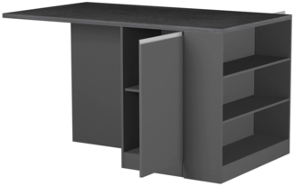 Dmora Kücheninsel Abern, Mehrzweckschrank, Küchenzeile Schrank, Zusätzlicher Tisch, 100 % Made in Italy, 160 x 90 x 90 cm, Anthrazit und Schiefer