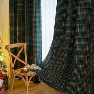 Jibenhome Vorhang Weihnachtsvorhänge Ösen Vorhang, Rot-Grün kariert Scheibengardine (2 St), für Weihnachts-, Winterparty-Dekor, Heimtextilien