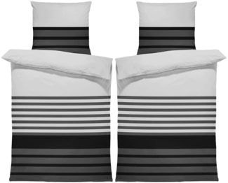 One Home Bettwäsche Winter Viga, Flanell, 4 teilig, modern gestreift, kuschelig flauschig warme weiche Baumwolle Biber