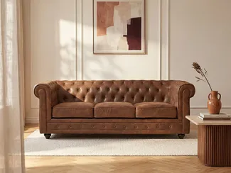 Vente-unique - Sofa 3-Sitzer - Microfaser - Vintage-Look - CHESTERFIELD