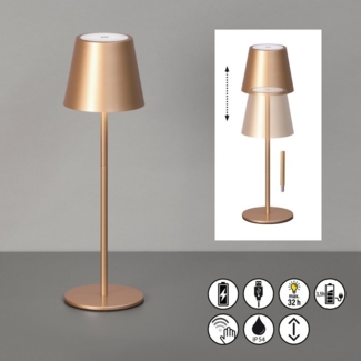 easy! BY FHL Außen-Tischleuchte Viletto, Dimmfunktion, USB-Ladefunktion, LED fest integriert, Warmweiß, lange Leuchtdauer