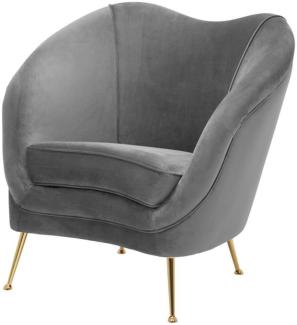 Casa Padrino Luxus Salon Sessel Grau / Messing 85 x 77 x H. 80 cm - Luxus Kollektion