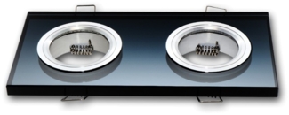 Einbaustrahler 2x GU10 Einbaurahmen Glas Einbauleuchte 150x75mm Lochmaß inkl. GU10 Fassung für LED Leuchtmittel in Schwarz Eckig