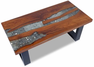 Couchtisch, Sofatisch Teak Harz 100x50 cm