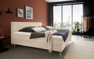 ATLANTIC home collection Boxbett inklusive Rost und Federkernmatratze, Polyurethan, Creme, 180x200 cm