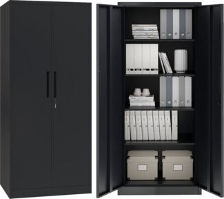 STEELSØN Aktenschrank Regulus aus Stahl, abschließbar (Schwarz) Spindschrank mit 4 höhenverstellbaren Einlegeböden, inkl. Schloss