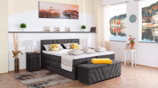 Meisterbetten Boxspringbett Terz 200x220 in DS-Dunkel Grau, Matratzenbezug Nano, Komfortschaum-Topper
