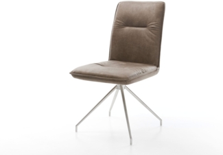 Esszimmerstuhl Vinjo-Flex Mikrofaser Taupe Vintage Kreuzgestell konisch Edelstahl