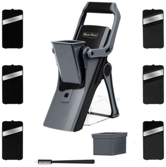 Genius Gemüsehobel Nicer Dicer Mando Gemüseschneider 12-tlg, Mandoline verstellbar, (mit Aufbewahrungsbox 6 Einsätze, Kartoffelschneider Zwiebelschneider), Vegetable Slicer Chopper für Scheiben Julienne mit Reininung Pinsel